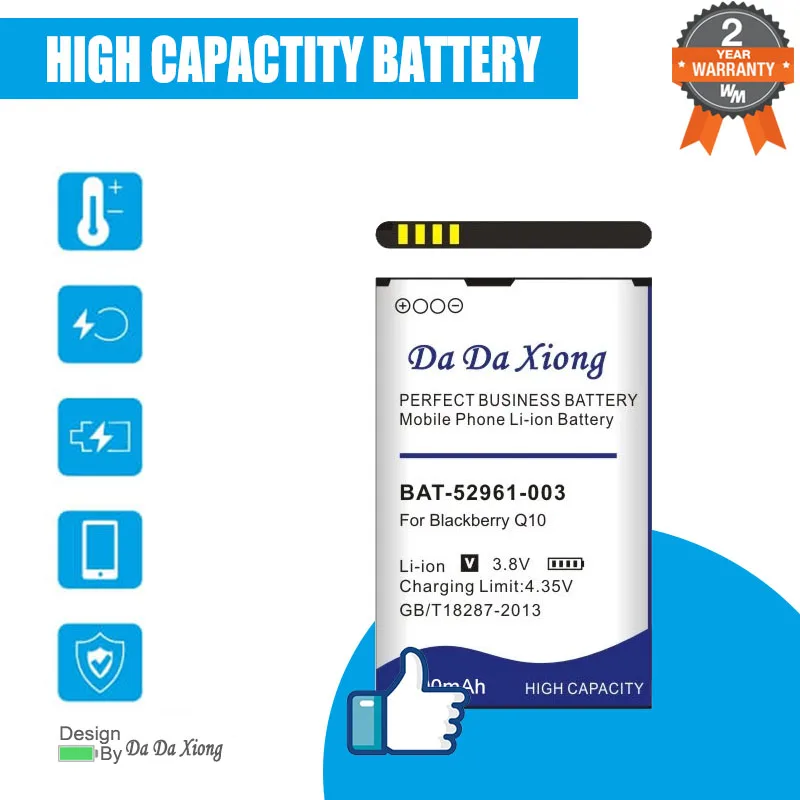

DaDaXiong 2900mAh ACC-53785-201 / BAT-52961-003 NX1 Replacement Battery For Blackberry Q10 LTE SQN100-1