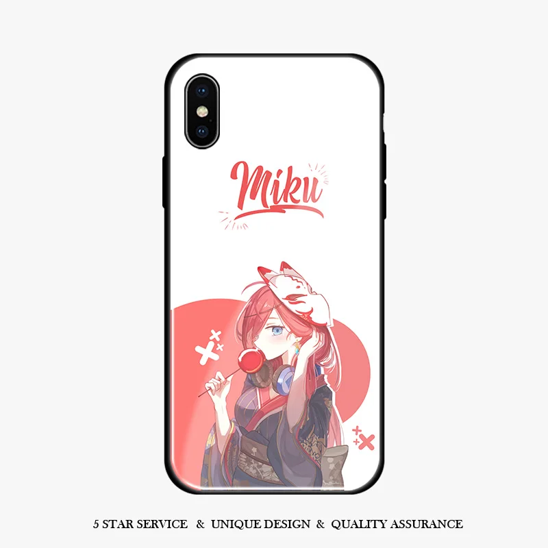 Nakano Miku Gotoubun no Hanayome мягкий силиконовый стеклянный чехол для телефона iPhone 6 6S 7 8 Plus X
