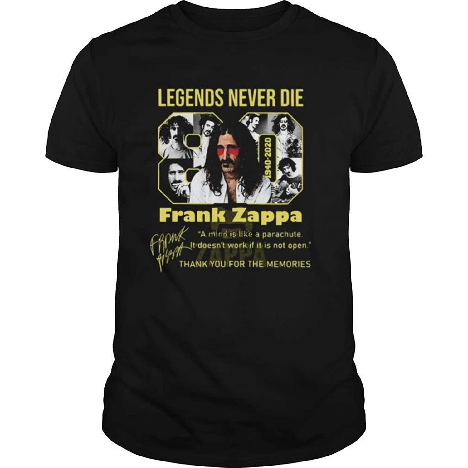 

Legends Never Die 1940 2020 FRank Zappa Signature Shirt Black