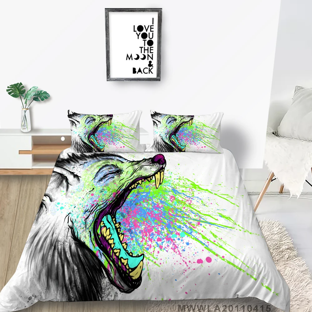 White Wolf Bed Set Queen Size Simple Cartoon Duvet Cover For Kids Double Full Twin King Single 3D Animal Bed Set Black
White Wolf Bed Set Queen Size Simple Cartoon Duvet Cover For Kids Double Full Twin King Single 3D Animal Bed Set Black