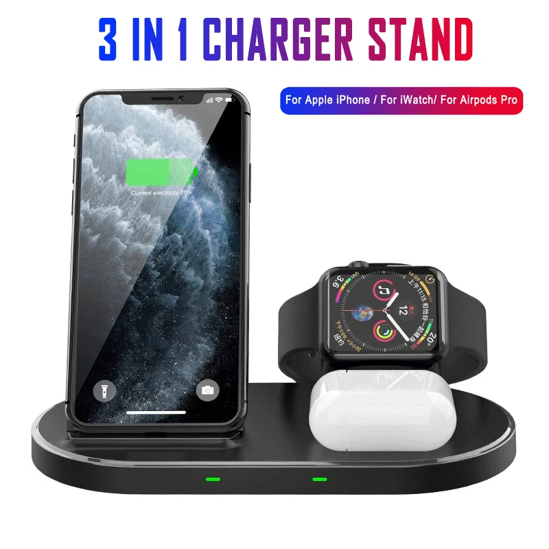 1PC Wireless Charger Station 3 In 1 Fast Charging Dock Compatible For iPhone 12/11 Pro/11 Pro Max/XS Max/XR/X/8 Plus/Samsung/LG
1PC Wireless Charger Station 3 In 1 Fast Charging Dock Compatible For iPhone 12/11 Pro/11 Pro Max/XS Max/XR/X/8 Plus/Samsung/LG