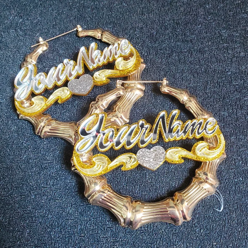 2021 Popular Hip Hop Acrylic Laser Customize Name Piercing Earrings 40cm 55mm Name Plate Bamboo Hoop Earrings Gifts
2021 Popular Hip Hop Acrylic Laser Customize Name Piercing Earrings 40cm 55mm Name Plate Bamboo Hoop Earrings Gifts