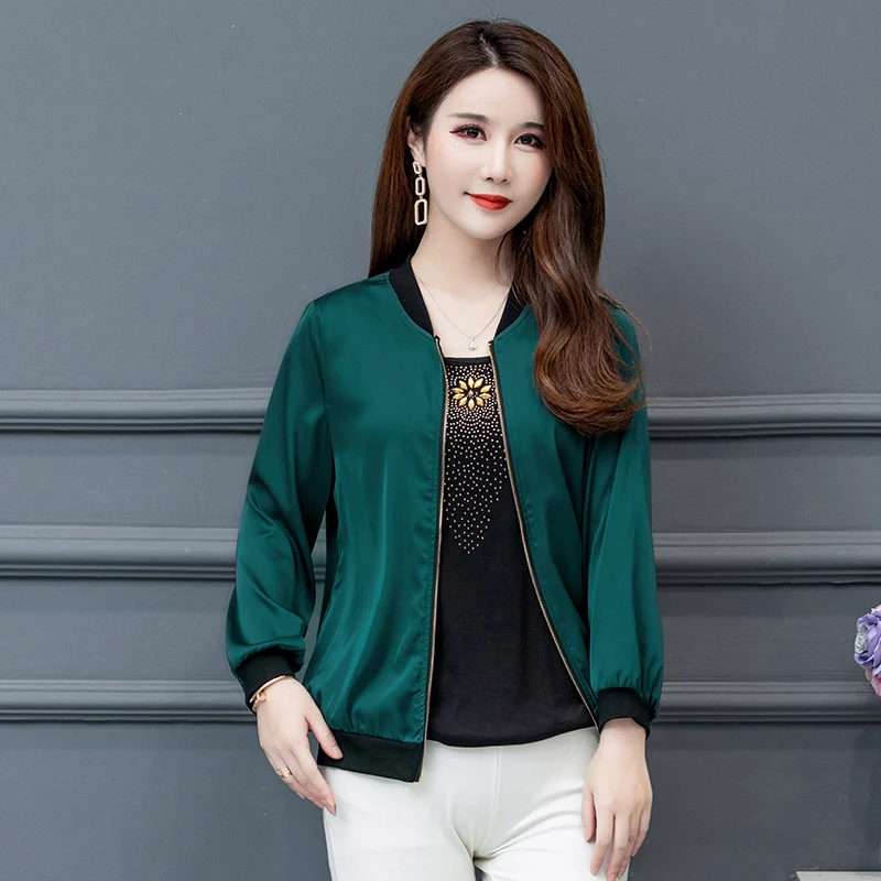 Fashion Women Zipper Long Sleeve Jacket Coat Outwear Stylish Casual Tops baseball uniform female Autumn Silk baseball jacket
Fashion Women Zipper Long Sleeve Jacket Coat Outwear Stylish Casual Tops baseball uniform female Autumn Silk baseball jacket