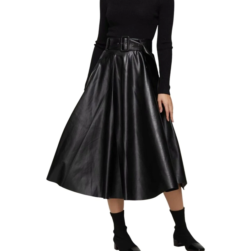 Women’s Casual Long Skirt with Belt Fashion Solid Color PU Leather High Waist A-line Skirts with high waist belt large hem skirt
Women’s Casual Long Skirt with Belt Fashion Solid Color PU Leather High Waist A-line Skirts with high waist belt large hem skirt