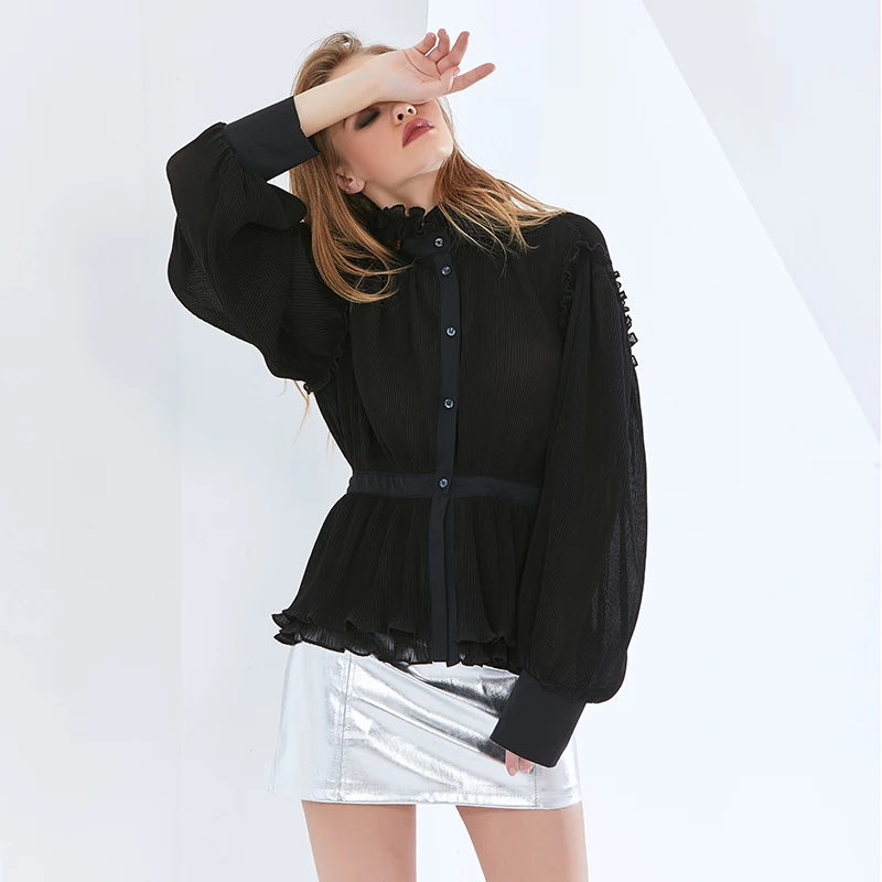 TWOTWINSTYLE Solid Blouses For Women Turtleneck Lantern Long Sleeve Buttons Ruched Ruffles Korean Shirts Female 2020 Autumn Tide
TWOTWINSTYLE Solid Blouses For Women Turtleneck Lantern Long Sleeve Buttons Ruched Ruffles Korean Shirts Female 2020 Autumn Tide