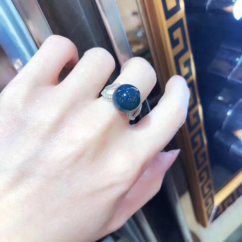 Natural blue amber 12-13mm round bead ring glamour women 925 sterling silver gemstone adjustable ring party wedding jewelry gift
Natural blue amber 12-13mm round bead ring glamour women 925 sterling silver gemstone adjustable ring party wedding jewelry gift