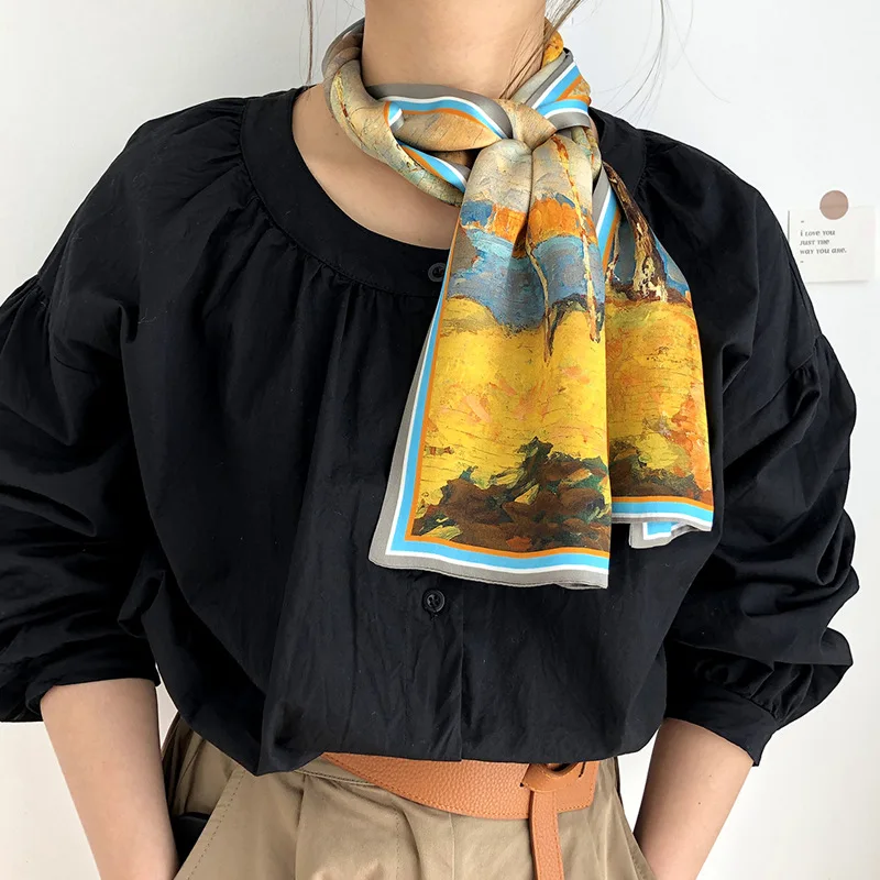 Oil Painting 100% Silk Ribbon Ring Scarf Neck Head Hair Scarves Wraps Soft Smooth Double Layer 145*15cm
Oil Painting 100% Silk Ribbon Ring Scarf Neck Head Hair Scarves Wraps Soft Smooth Double Layer 145*15cm