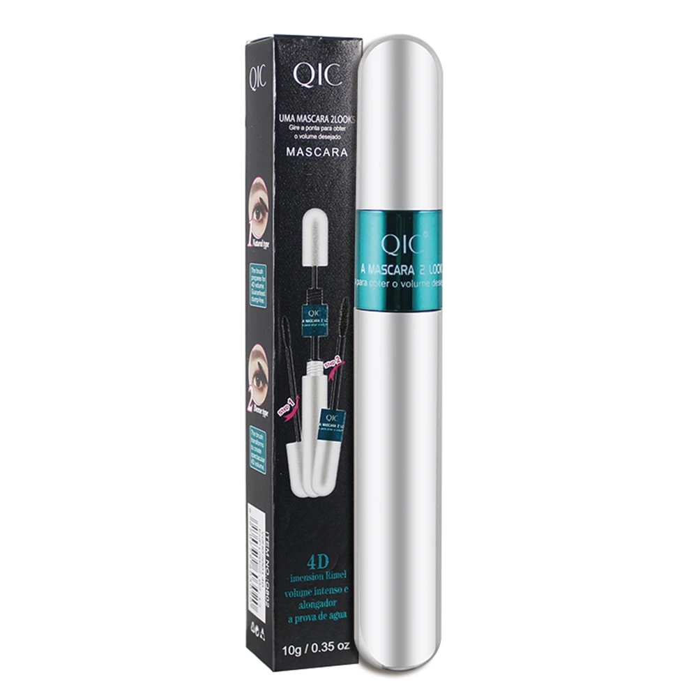 

QIC 2 in 1 False Eyelashes 4D Silk Fiber Lash Makeup Black Waterproof Lengthening Mascara Volume Express Korean Cosmetics Lashes