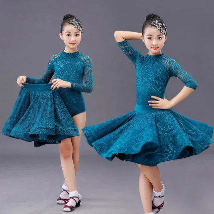 Юбка с длинным рукавом для девочек юбки латиноамериканских танцев бальных