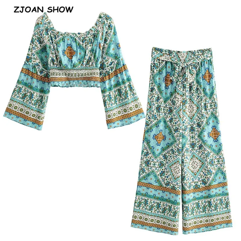 New Bohemian Ruched Elastic Slash neck floral Print Pullover Shirt Holiday Women Tide Bow Elastic Waist Pants BOHO 2 Pieces Set
New Bohemian Ruched Elastic Slash neck floral Print Pullover Shirt Holiday Women Tide Bow Elastic Waist Pants BOHO 2 Pieces Set