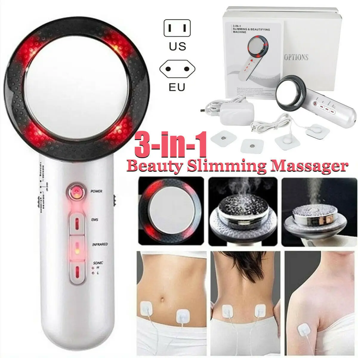 3 In 1 Ultrasound Face Body Slimming Massager Weight Loss Lipo Anti Cellulite Fat Burner Galvanic Infrared Therapy Tool
3 In 1 Ultrasound Face Body Slimming Massager Weight Loss Lipo Anti Cellulite Fat Burner Galvanic Infrared Therapy Tool