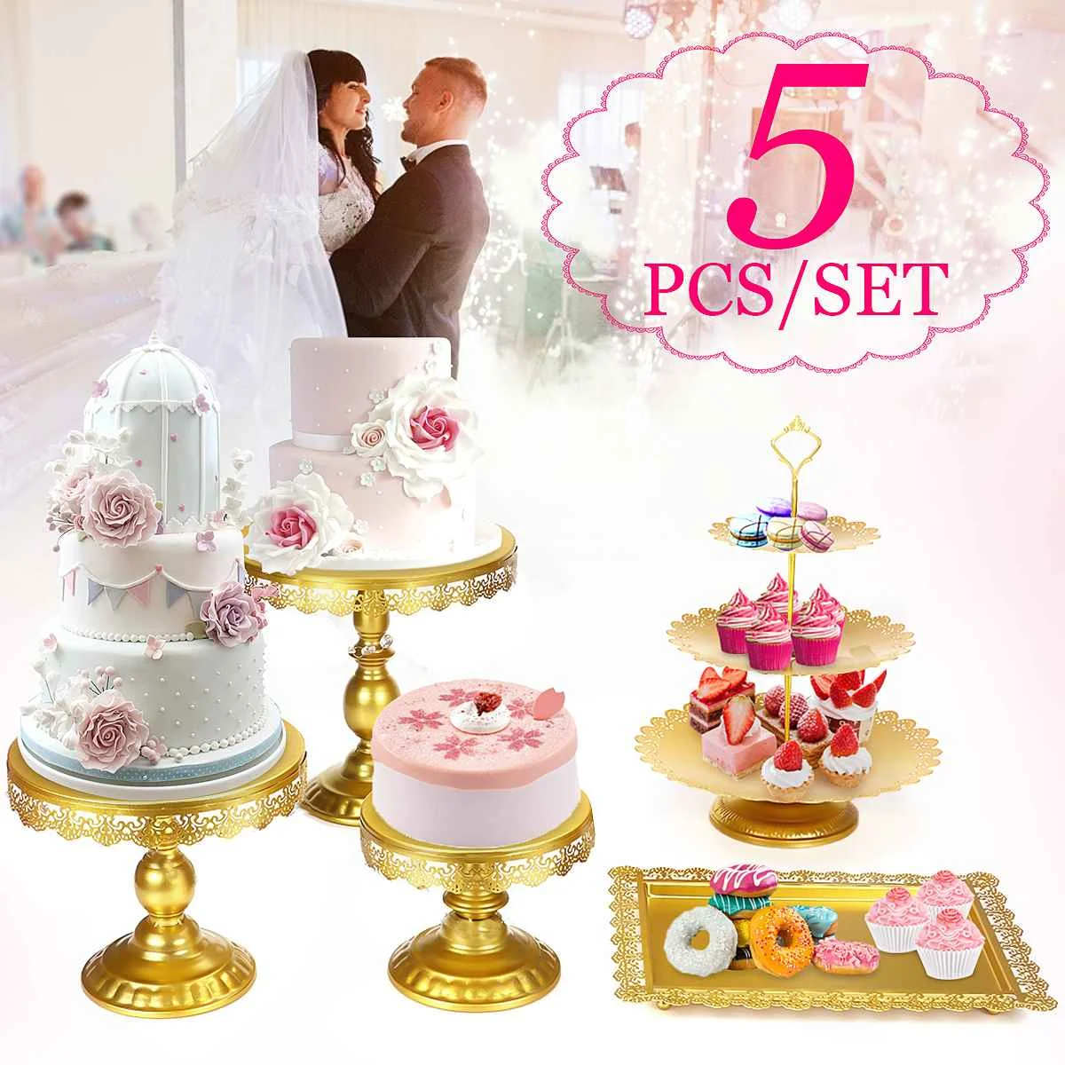 5Pcs Gold Metal Cupcake Cake Holder Dessert Stand Set Wedding Event Party Display Tower Plate Wedding Dessert Table Decoration
5Pcs Gold Metal Cupcake Cake Holder Dessert Stand Set Wedding Event Party Display Tower Plate Wedding Dessert Table Decoration