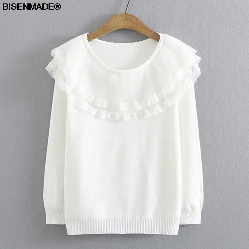 Women Clothing Sweaters Plus Size Autumn New Lace Collar Slim Jumper Fashion Sweet Ruffled Knitted Pullovers 868
Women Clothing Sweaters Plus Size Autumn New Lace Collar Slim Jumper Fashion Sweet Ruffled Knitted Pullovers 868
