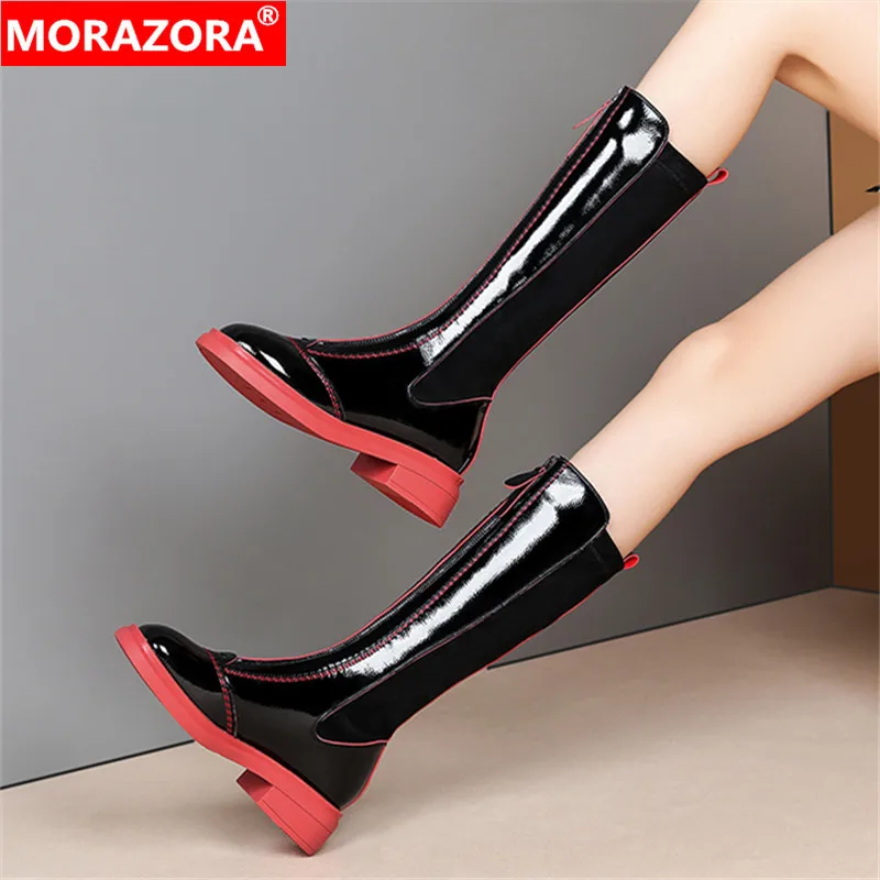 MORAZORA 2020 Patent leather boots med heels round toe casual ladies shoes winter mixed colors knee high boots women
MORAZORA 2020 Patent leather boots med heels round toe casual ladies shoes winter mixed colors knee high boots women