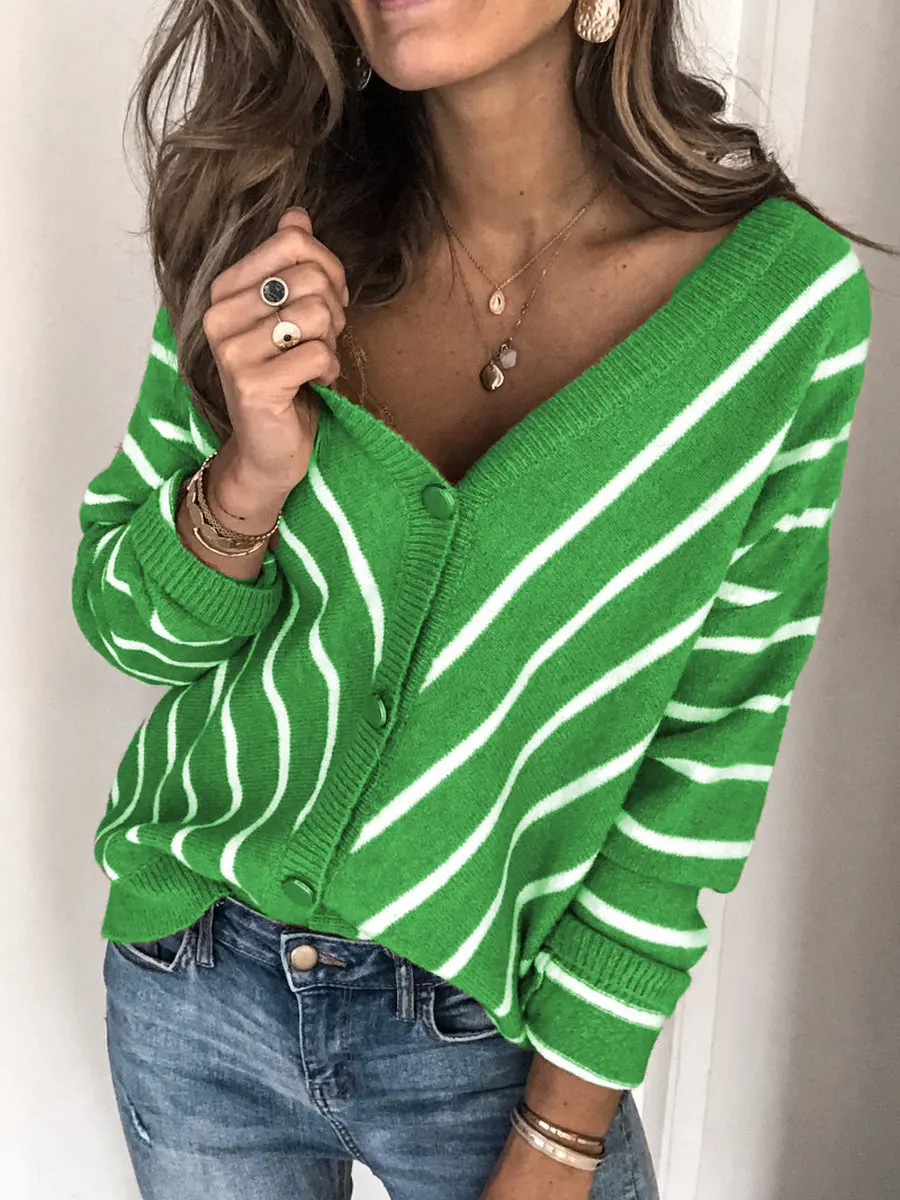 Striped Women Sweaters Autumn V-neck Casual Female Tops Streetwear Femme Sweaters
Striped Women Sweaters Autumn V-neck Casual Female Tops Streetwear Femme Sweaters