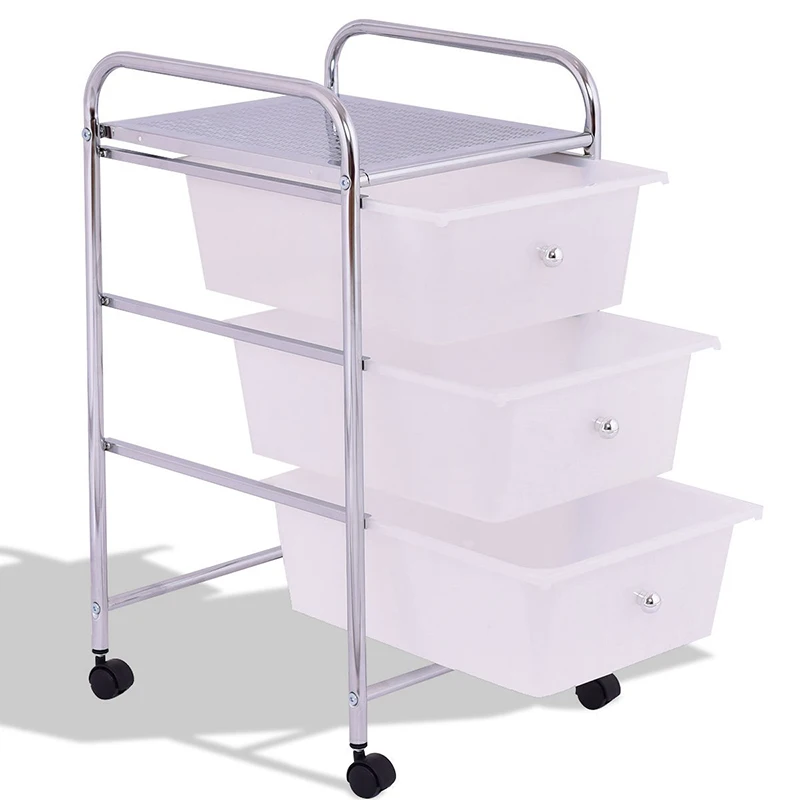 3 Drawers White Storage Trolley Metal Rolling Storage Cart Sturdy Chrome Plated Steel Frame 360 Swivel Wheels Versatile Cart
3 Drawers White Storage Trolley Metal Rolling Storage Cart Sturdy Chrome Plated Steel Frame 360 Swivel Wheels Versatile Cart