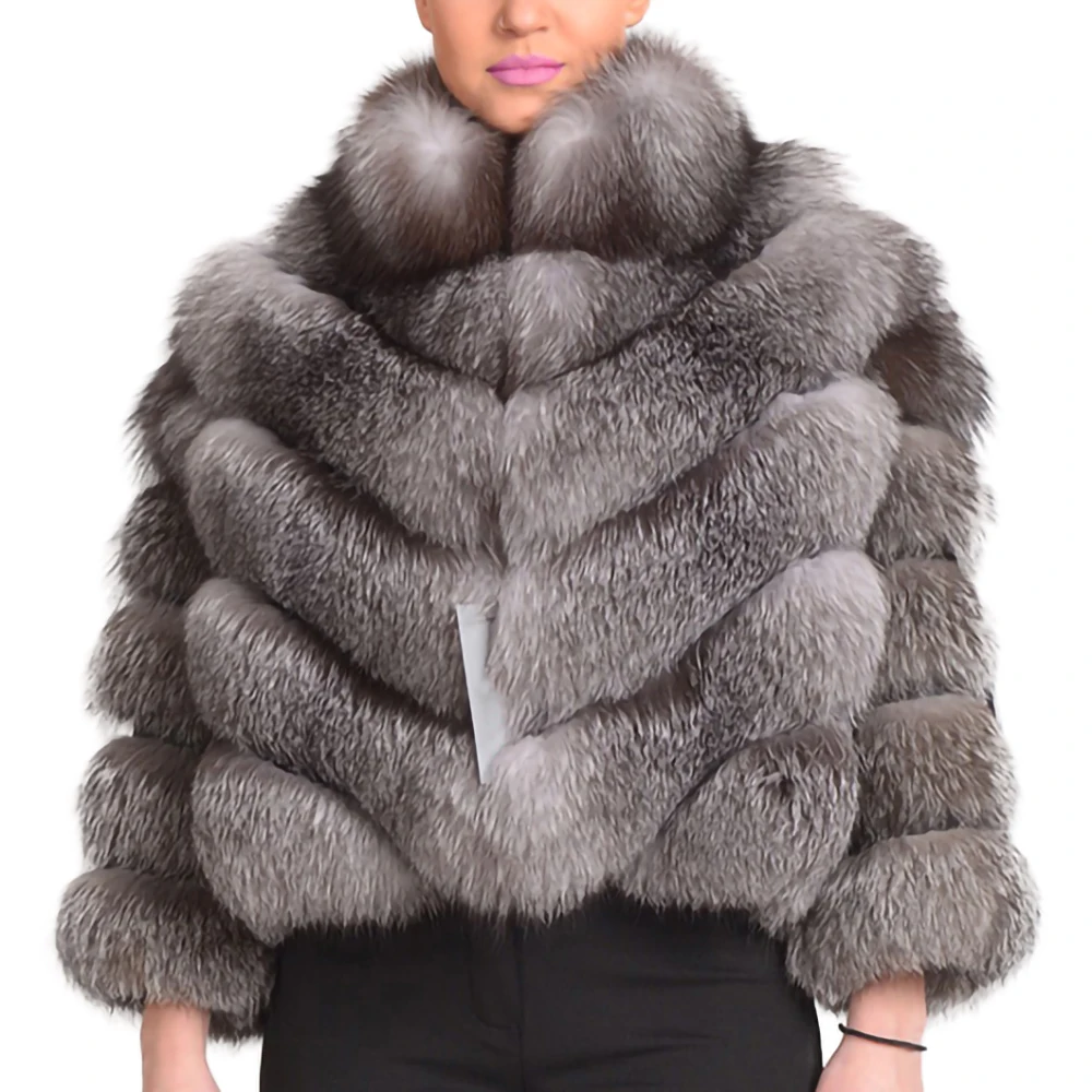Женская меховая куртка с меховым воротником толстая теплая из натурального меха