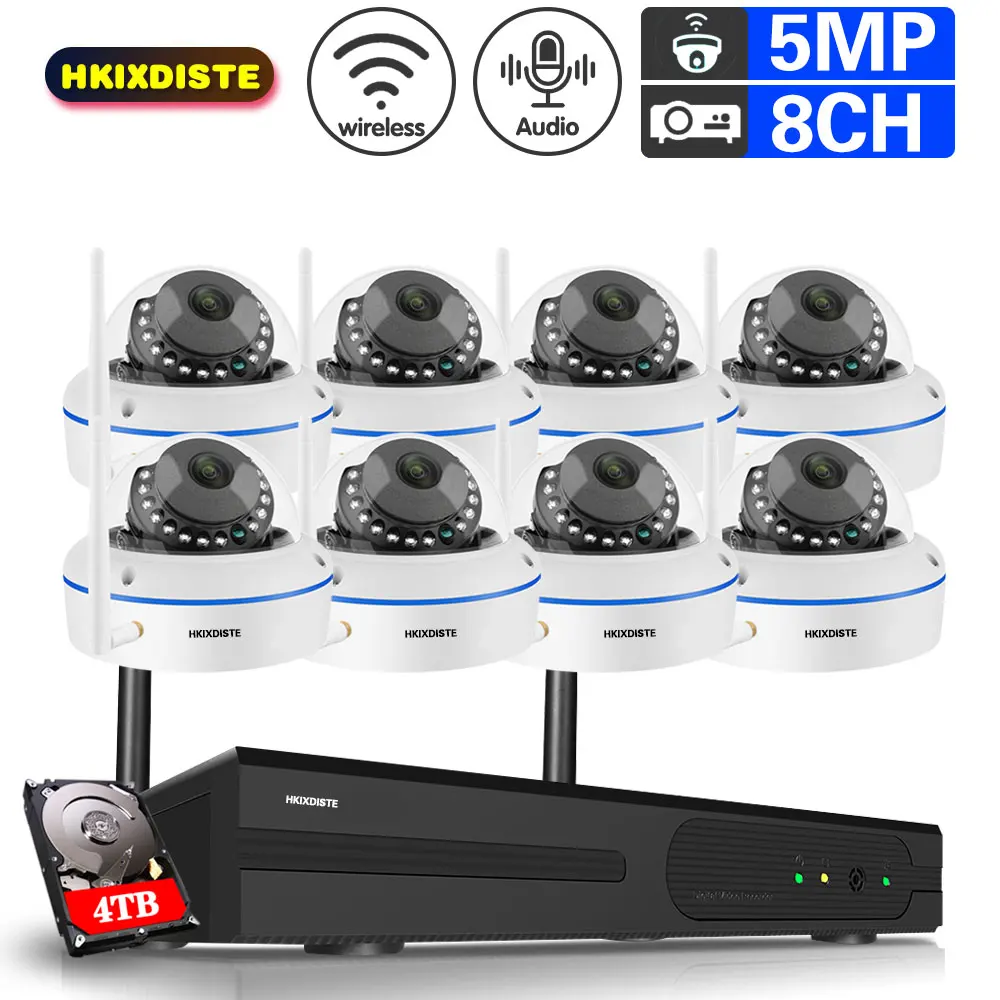 

8CH IP Camera Wifi NVR Kit CCTV System 5MP Outdoot Waterproof Audio Wireless Dome Camera Video Surveillance System Set 8 Channel