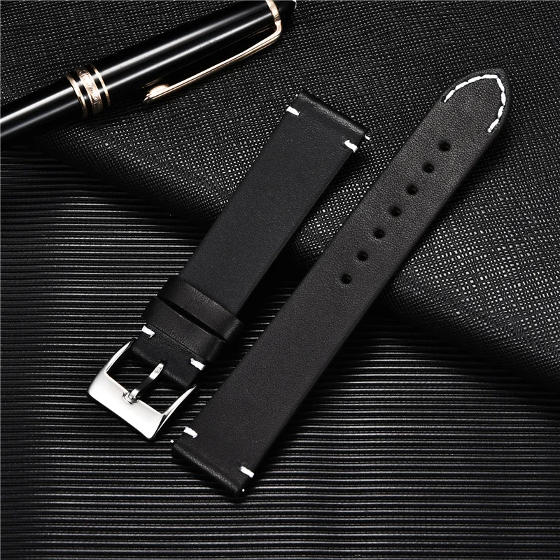 

Casual Matte Leather Watch Straps 16mm 18mm 20mm 22mm 24mm Quick Release Watchbands Calfskin Strap Bracelet for Smartwatch