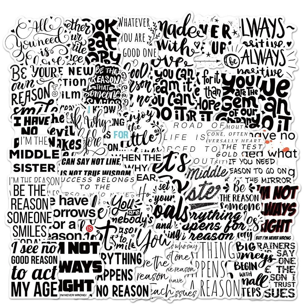 10/30/50pcs/pack Motivational black and white Style phrase Stickers For Refrigerator Car Gift Box Bicycle Guitar Decal Notebook
10/30/50pcs/pack Motivational black and white Style phrase Stickers For Refrigerator Car Gift Box Bicycle Guitar Decal Notebook