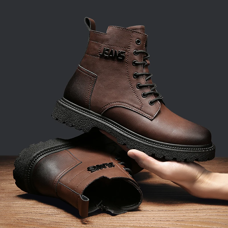 Jeans New Men Boots Leather Waterproof Lacep Military Boots Men Autumn Ankle Lightweight Shoes Men Winter Casual Work Non Slip
Jeans New Men Boots Leather Waterproof Lacep Military Boots Men Autumn Ankle Lightweight Shoes Men Winter Casual Work Non Slip