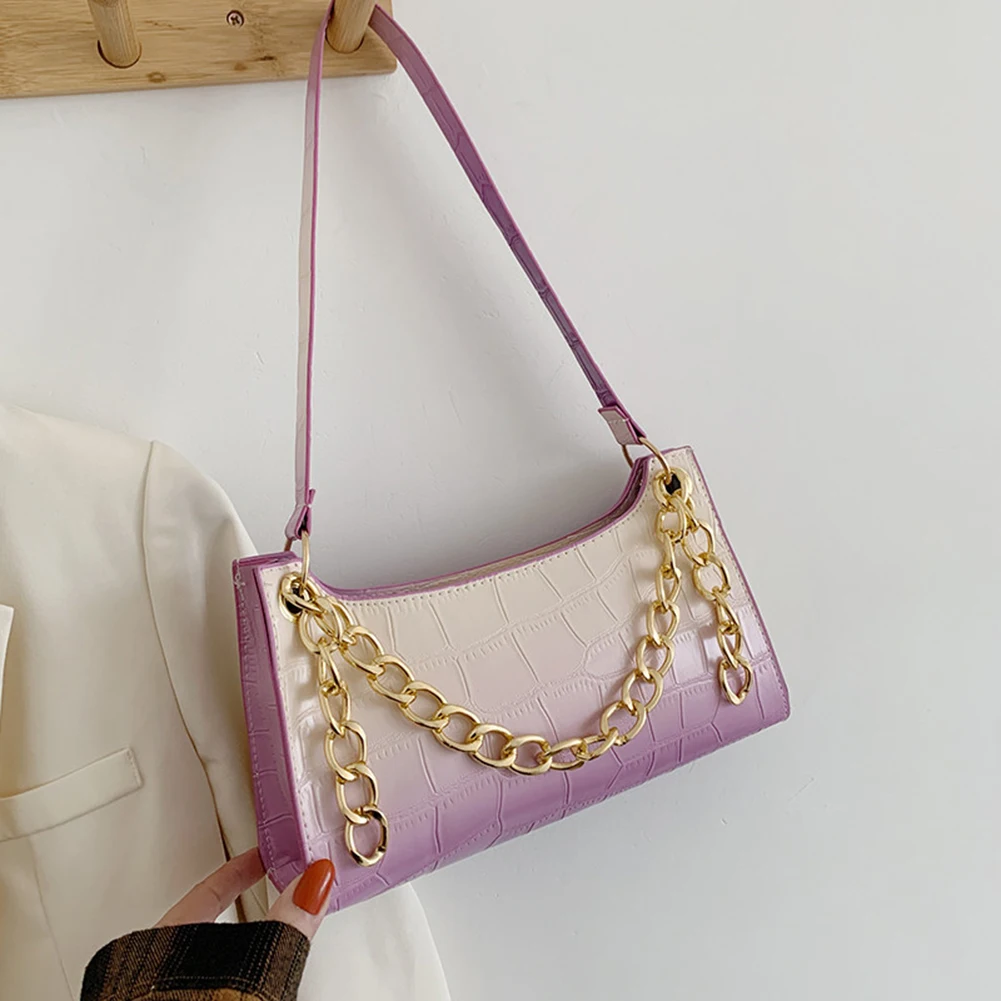 Fashion Women Gradient Color Alligator Pattern PU Leather Shoulder Underarm Bag Ladies Casual Chain Small Purse Handbags
Fashion Women Gradient Color Alligator Pattern PU Leather Shoulder Underarm Bag Ladies Casual Chain Small Purse Handbags