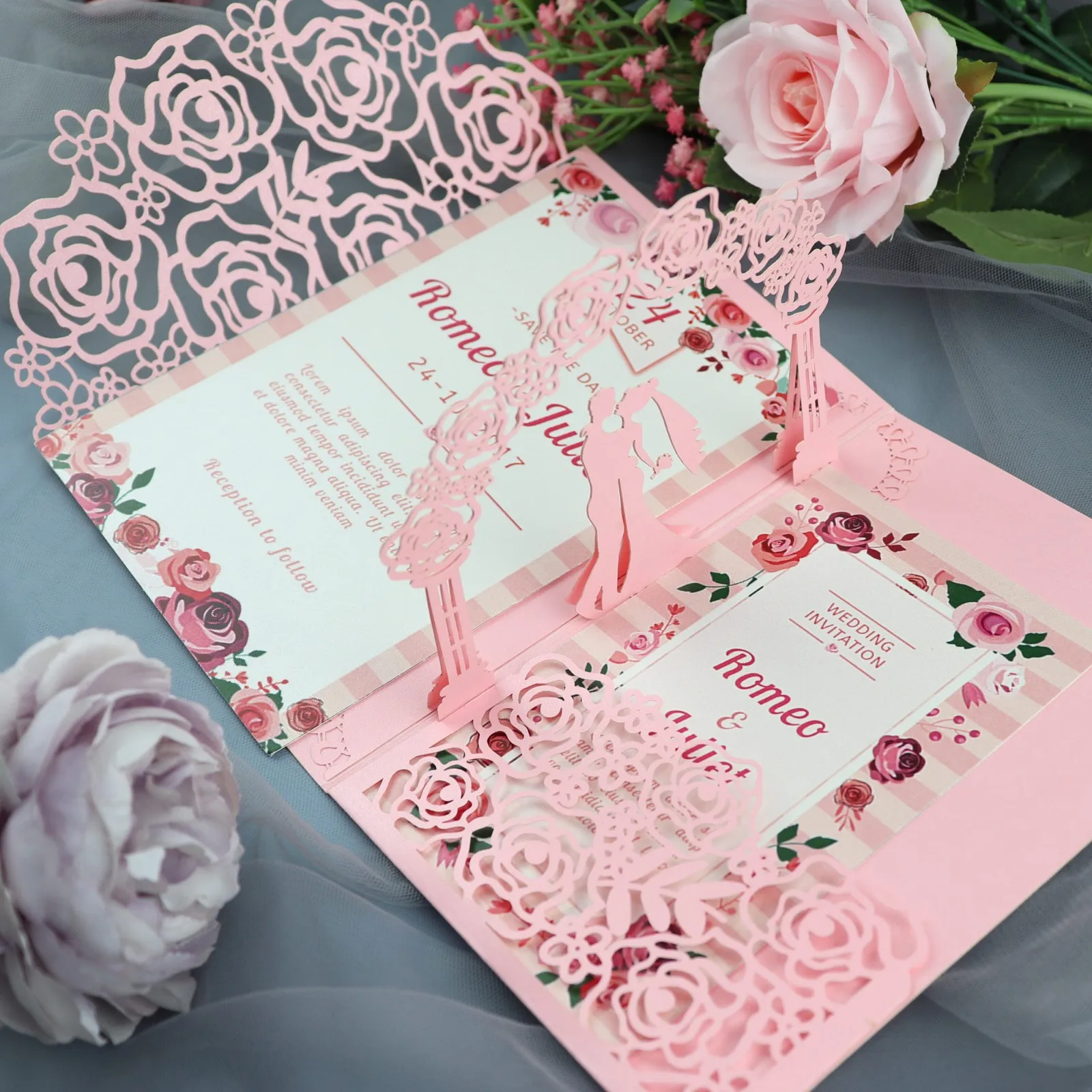 10Pcs 3D Three-dimensional Hollow Postcard Rose Flower Greeting Card Wedding Invitation Invitaciones Boda Faire Part De Mariage
10Pcs 3D Three-dimensional Hollow Postcard Rose Flower Greeting Card Wedding Invitation Invitaciones Boda Faire Part De Mariage