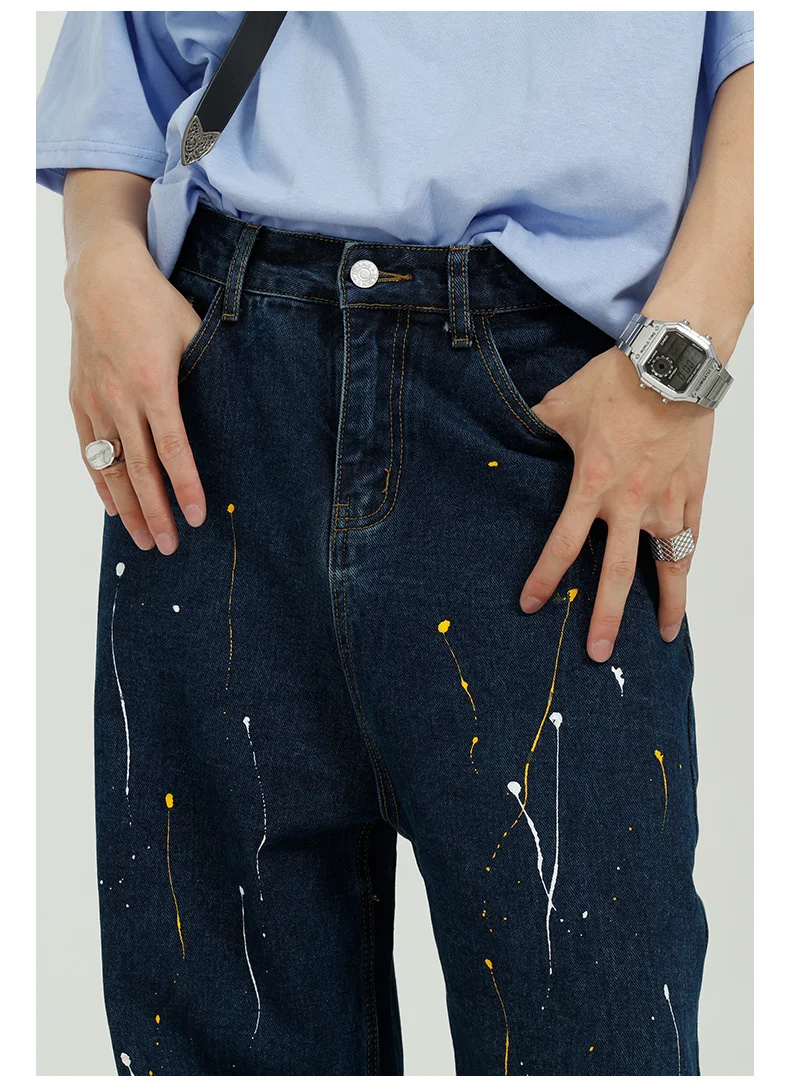 IEFB Men's Wear 2021 New Korean Fashion Splash Ink Design Loose Mid Waist Casual Dark Blue Jeans Streetwear Denim Trousers Y7118
IEFB Men's Wear 2021 New Korean Fashion Splash Ink Design Loose Mid Waist Casual Dark Blue Jeans Streetwear Denim Trousers Y7118