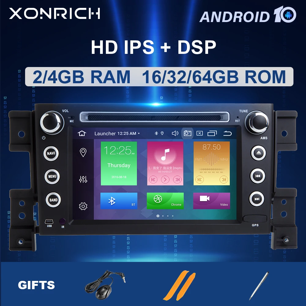 Автомобильный мультимедийный комплект 2 Din Android 10 Grand Vitara 2005 2006 2007 2008 2009 2010 2011 2012 2013