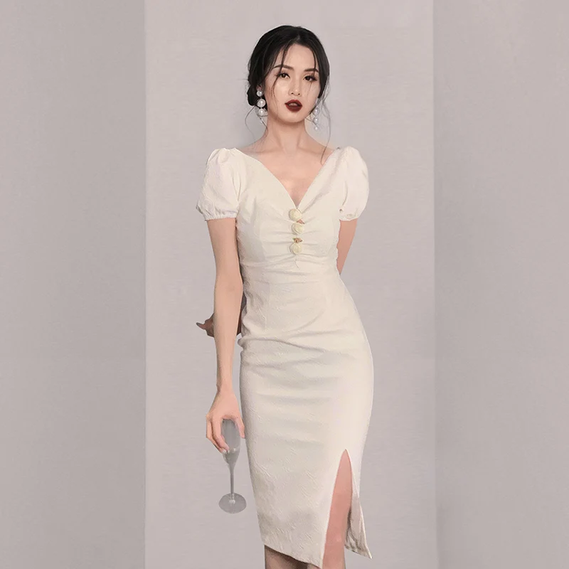 COIGARSAM Sexy Solid Women Long dress New Summer High Waist Dresses White 878
COIGARSAM Sexy Solid Women Long dress New Summer High Waist Dresses White 878