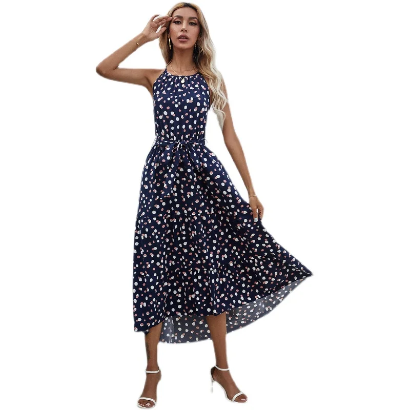 Women's Polka Dot Midi Dress For Women Fashion Bohemian Sashes Elegant Lady Casual Loose Dresses Halter Beach Dress Summer 2021
Women's Polka Dot Midi Dress For Women Fashion Bohemian Sashes Elegant Lady Casual Loose Dresses Halter Beach Dress Summer 2021