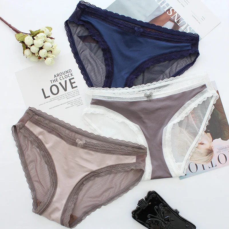 Leechee Sexy Lingerie Mesh Girl Panties Contrast Lace Soft Briefs Perspective Ice Silk Seamless Underwear Low-waist Bow Thong
Leechee Sexy Lingerie Mesh Girl Panties Contrast Lace Soft Briefs Perspective Ice Silk Seamless Underwear Low-waist Bow Thong