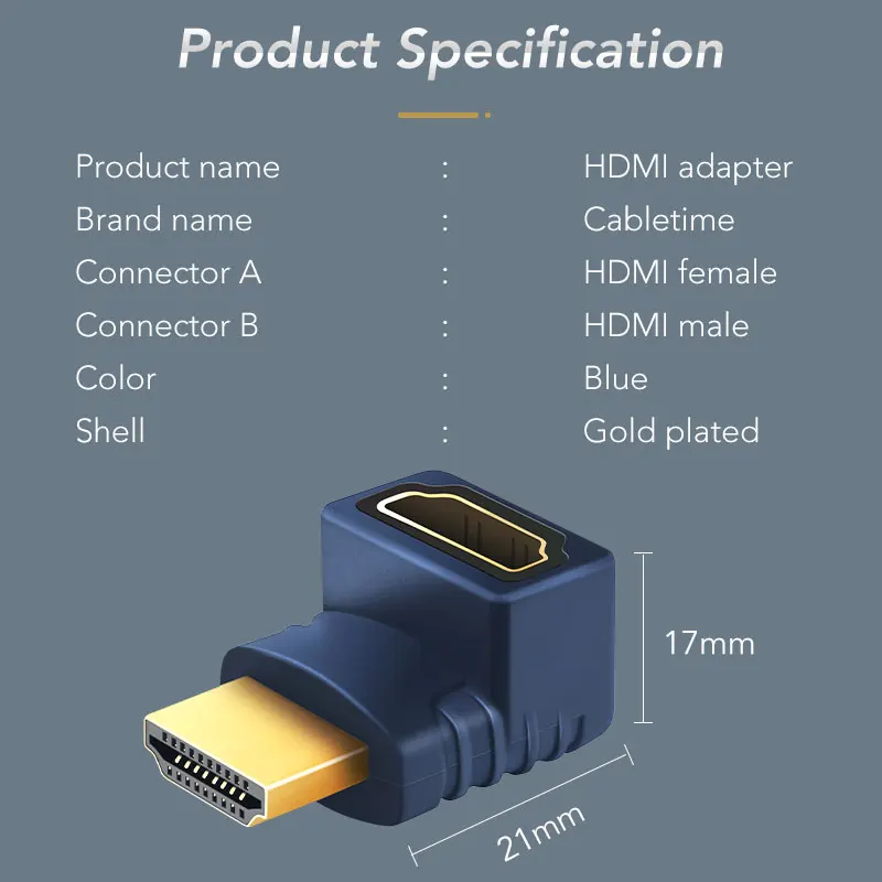 2020 Cabletime HDMI Adapter Gold-Plated 90Degree 1080P 60Hz HDMI M/F Converter Extender Right Angle for Laptop PC HDTV C253
2020 Cabletime HDMI Adapter Gold-Plated 90Degree 1080P 60Hz HDMI M/F Converter Extender Right Angle for Laptop PC HDTV C253