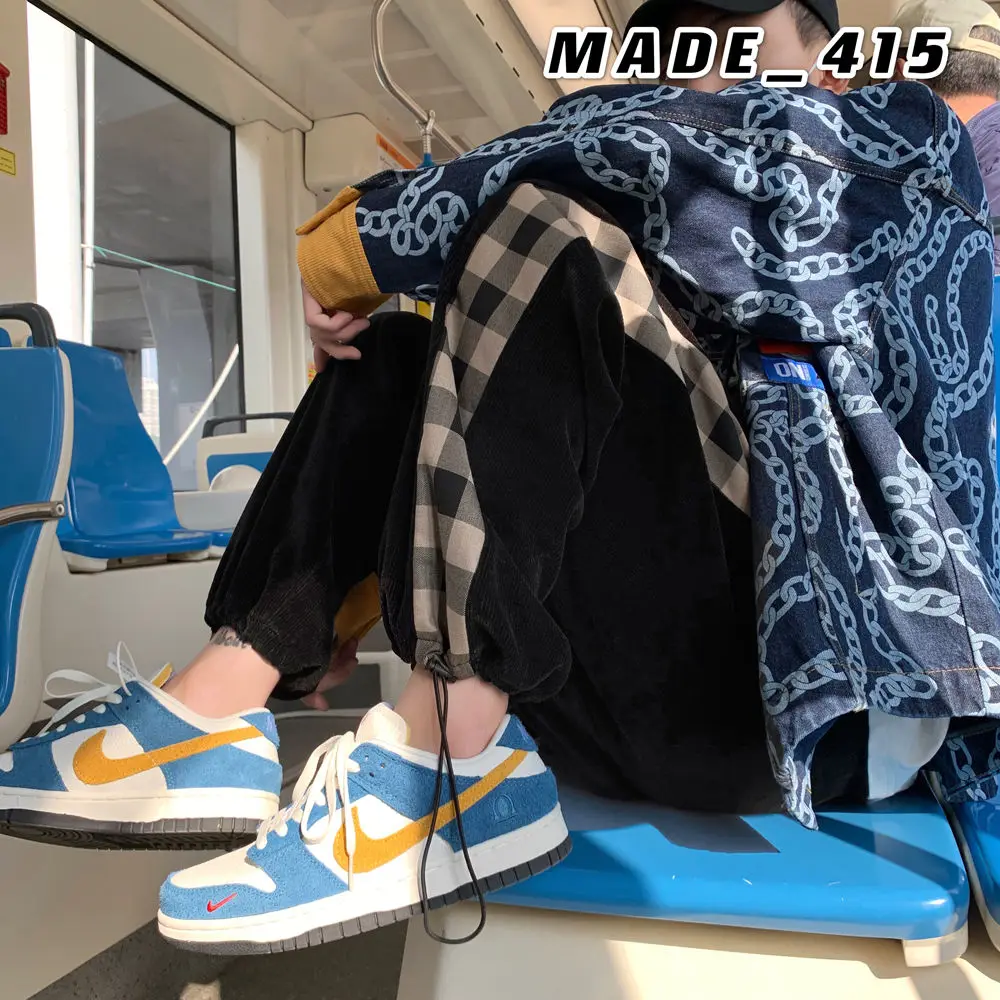 Stitching Plaid Casual Pants For Mens Trend Harlan Straight Leg Pants Drawstring Trousers Male Sports Loose Fashion Four Seasons
Stitching Plaid Casual Pants For Mens Trend Harlan Straight Leg Pants Drawstring Trousers Male Sports Loose Fashion Four Seasons