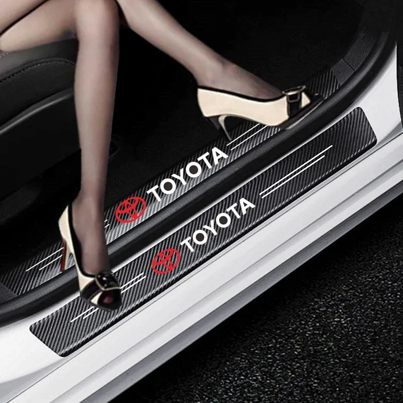 Стайлинг автомобиля 4 шт. наклейки из углеродного волокна на порог двери для Toyota