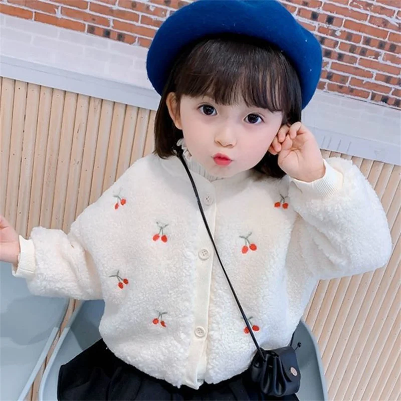 

Girls Baby's Kids Coat Jacket Outwear 2022 Cherry Thicken Spring Autumn Cotton Teenagers Overcoat Top Tracksuits High Quality Ch