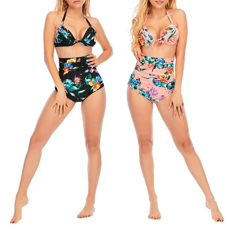 Sexy Two Piece Printed Floral Bikini Set Women Plus Size Swimwear High Waist Bathing Swimming Suits Halter Drawstring Beachwear
Sexy Two Piece Printed Floral Bikini Set Women Plus Size Swimwear High Waist Bathing Swimming Suits Halter Drawstring Beachwear