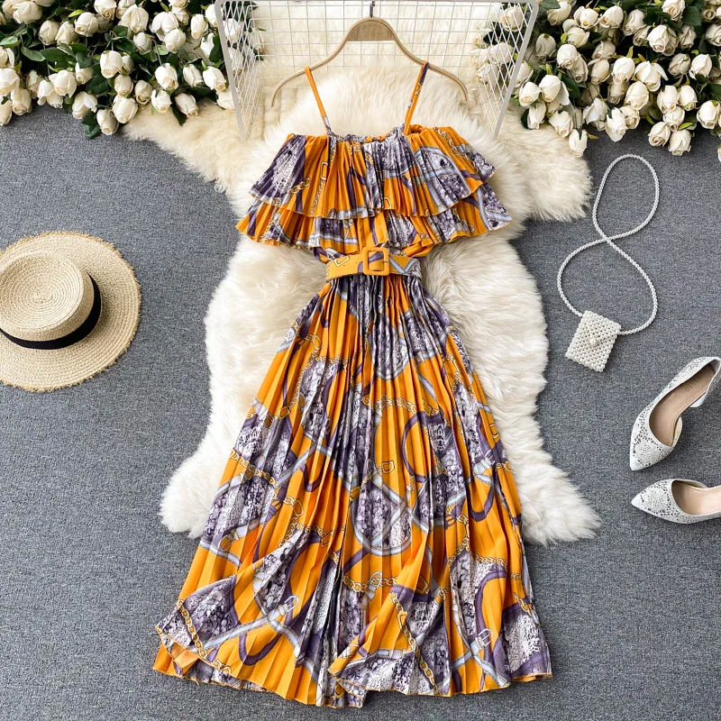 Vintage Chain Off Shoudler Floral Slip Dresses Summer 2021 Ladies Slim Ruched Dress Women Beach Casual Sexy Yellow Midi Dresses
Vintage Chain Off Shoudler Floral Slip Dresses Summer 2021 Ladies Slim Ruched Dress Women Beach Casual Sexy Yellow Midi Dresses
