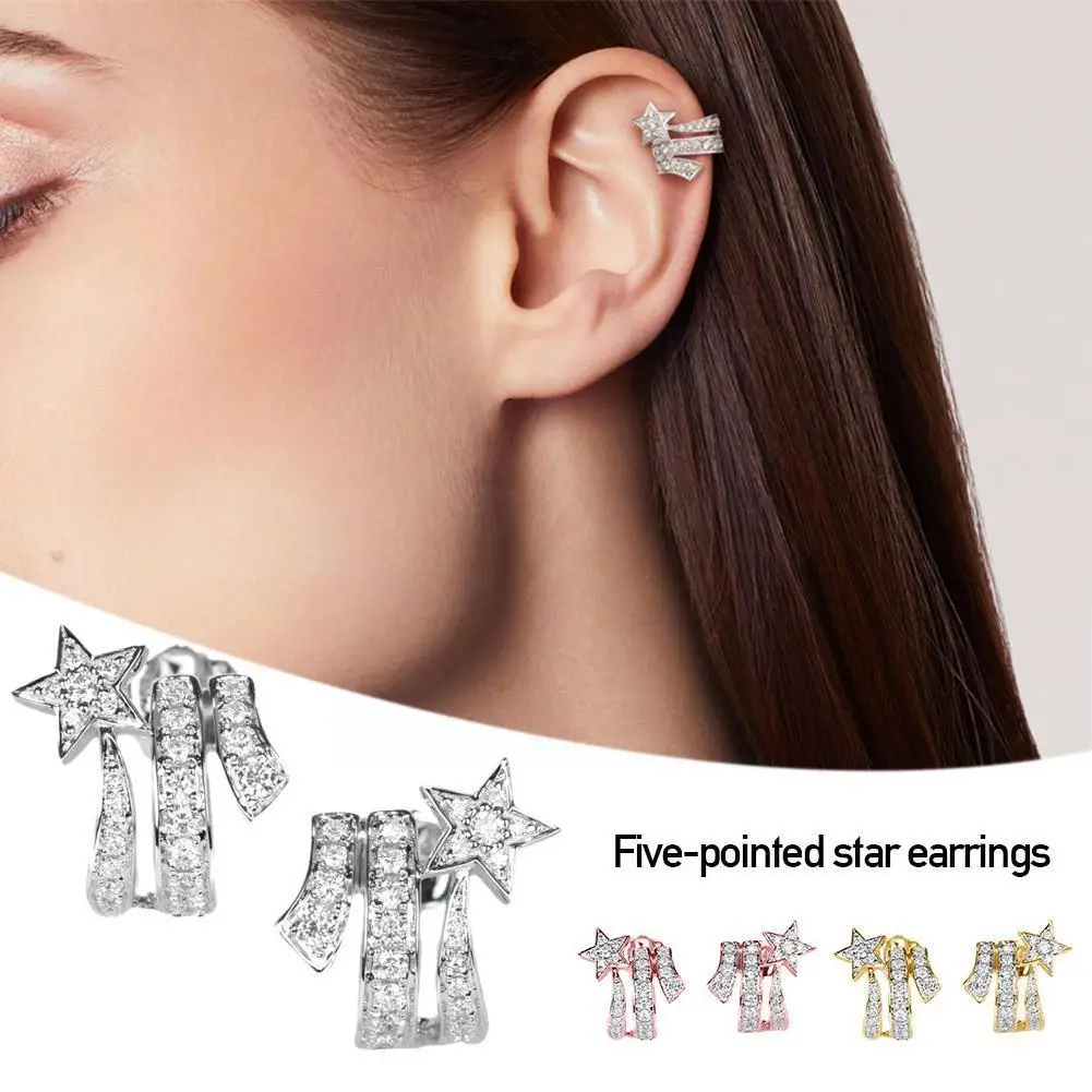 New Fashion Ladies High Quality Crystal Silver Earrings Cute Hollow Star Five-pointed Ear Retro Jewelry I8L4 
New Fashion Ladies High Quality Crystal Silver Earrings Cute Hollow Star Five-pointed Ear Retro Jewelry I8L4