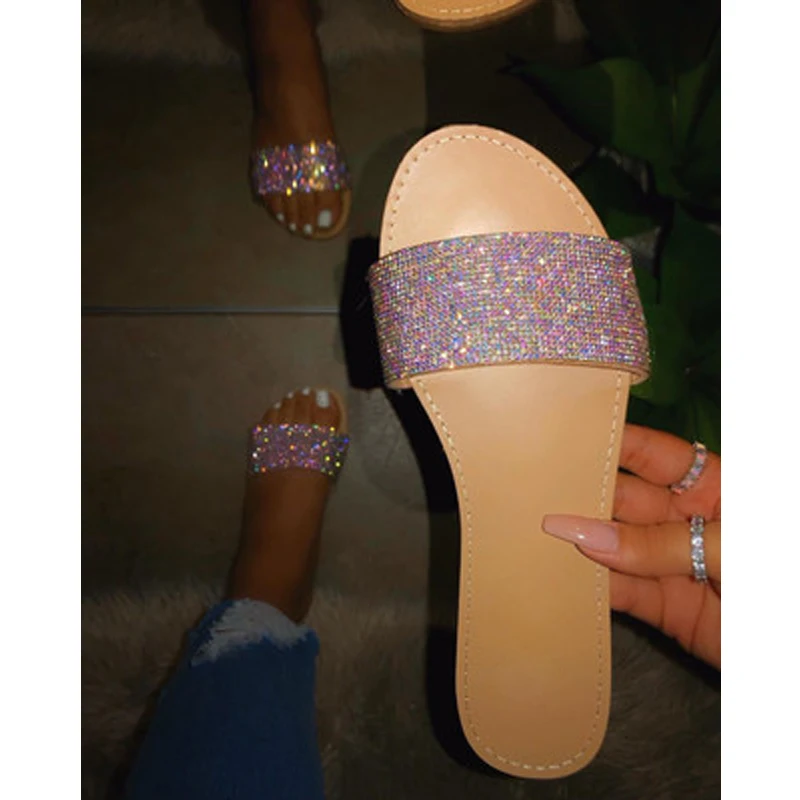 New Female Summer Slippers Shining Handmade Rhinestone Sexy Sandals Flat Bottom Fashion Bling Crystal Women's Shoes Plus Size
New Female Summer Slippers Shining Handmade Rhinestone Sexy Sandals Flat Bottom Fashion Bling Crystal Women's Shoes Plus Size