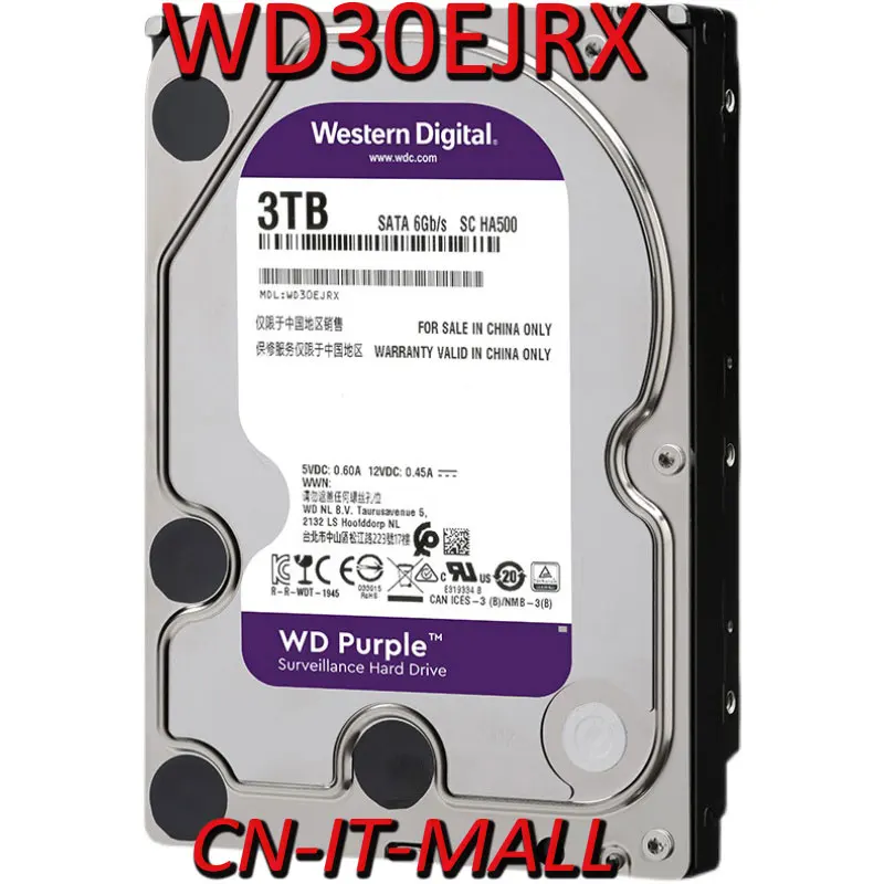 

3.5 WD30EJRX New 3TB SATA 5400RPM SATA 6Gb/s 64M Cache 3.5" WD Brand Purple Hard Drive