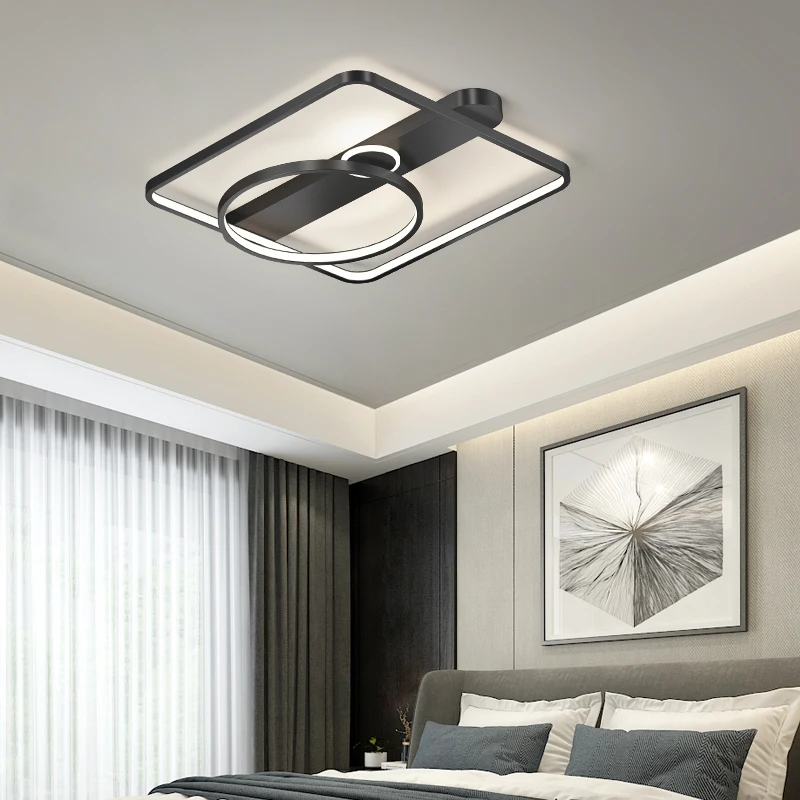 Modern Nordic minimalist style warm and romantic master bedroom lamp light luxury 2021 new LED ceiling lamp square black gold
Modern Nordic minimalist style warm and romantic master bedroom lamp light luxury 2021 new LED ceiling lamp square black gold