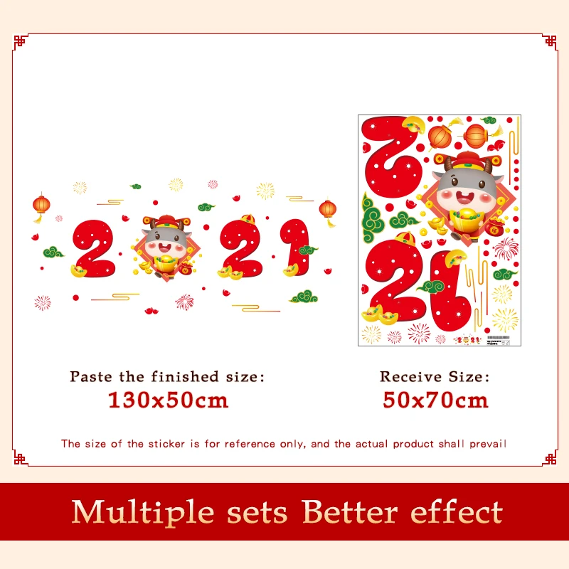 2021 New Year Stickers For Window Spring Festival Decoration Wall Stickers Home Decor Waterproof Window Stickers QT1872
2021 New Year Stickers For Window Spring Festival Decoration Wall Stickers Home Decor Waterproof Window Stickers QT1872