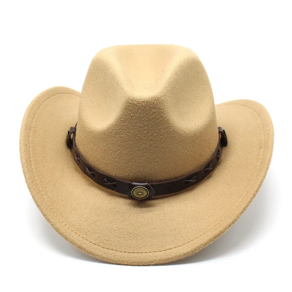Four Seasons Unisex Cowboy Hats Trendy Style Woolen Curved Brim Decorative Straps Outdoor Cool Caps
Four Seasons Unisex Cowboy Hats Trendy Style Woolen Curved Brim Decorative Straps Outdoor Cool Caps