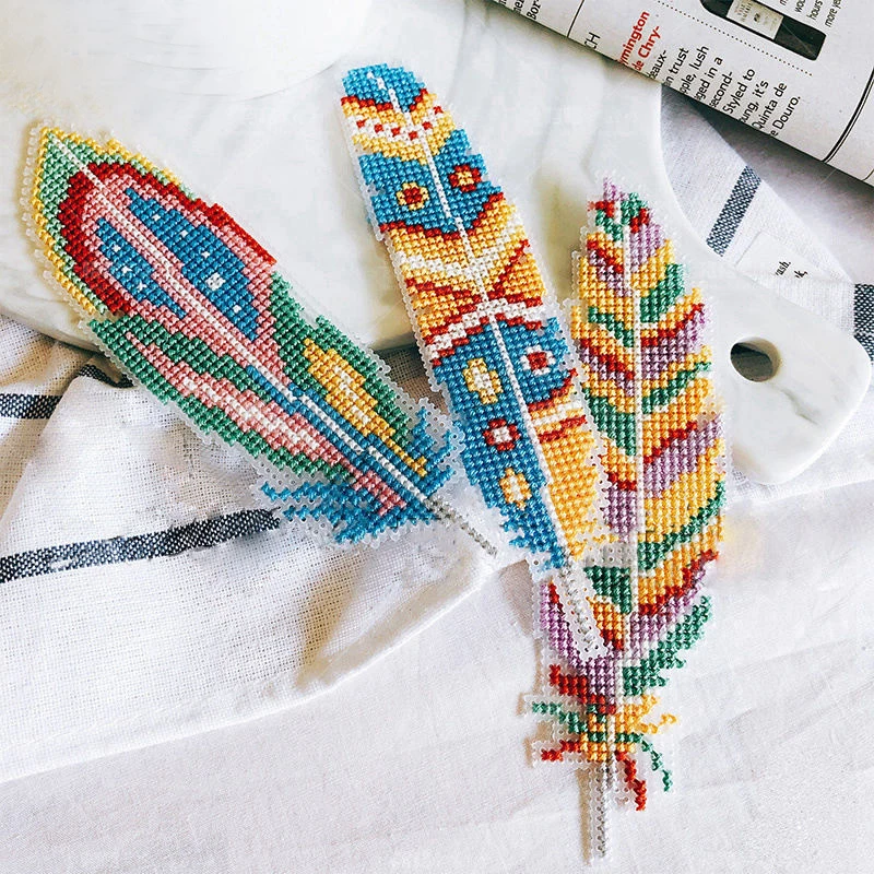 

903 Bookmark Feather DIY Craft Stich Cross Stitch Needlework Embroidery Crafts Counted Cross-Stitching Kit NOT PRINTED