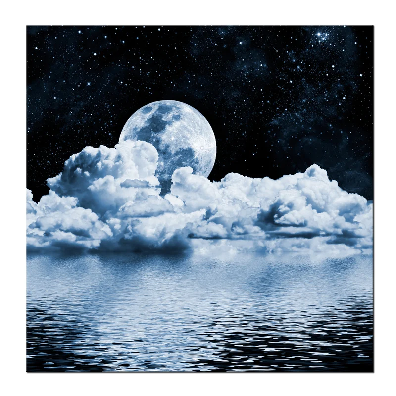 Фото Пейзаж жикле холст принты мечты облака и луна в звездной ночи - купить