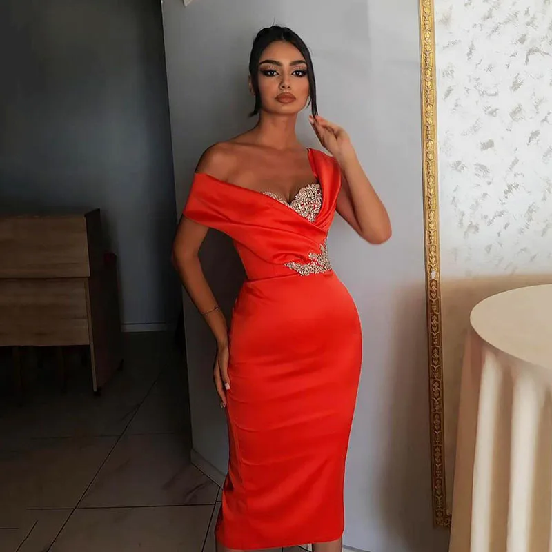Simple Mermaid Evening Dress Satin Beads Crystal Off The Shoulder Prom Gowns Luxury Short Formal Women Party Dresses Recommended
Simple Mermaid Evening Dress Satin Beads Crystal Off The Shoulder Prom Gowns Luxury Short Formal Women Party Dresses Recommended