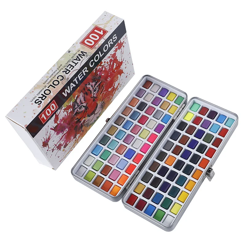 90/100Color Solid Watercolor Paint Set Portable Metal Box Watercolor Pigment for Beginner Drawing Watercolor Paper Supplies
90/100Color Solid Watercolor Paint Set Portable Metal Box Watercolor Pigment for Beginner Drawing Watercolor Paper Supplies