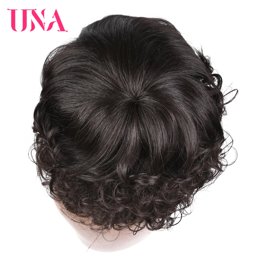 Женские парики из человеческих волос UNA короткие вьющиеся волосы 120% плотность 11