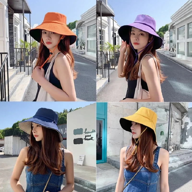 Women's Bucket Hat Fashion Summer Big Brim Panamanian Women 2021 Sun Hat For Female Beach Double-Sided Fisherman Visor Hat
Women's Bucket Hat Fashion Summer Big Brim Panamanian Women 2021 Sun Hat For Female Beach Double-Sided Fisherman Visor Hat